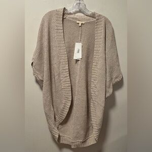 NWT Eileen Fisher tangled linen collection long oval open cardigan modern